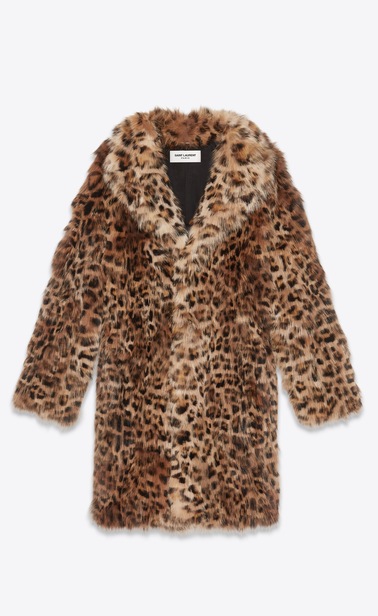 Leopard print fox fur coat